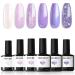 Modelones Purple Glitter Gel Nail Polish Set 6 Colors Shimmer Mermaid Gel Polish Cat Eye Sparkle Gel Nail Polish Soak Off Summer Gel Polish Set for Women DIY Nail Art Gift