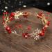 Drokit Red Flower Tiara Bridal Headpieces for Wedding Bridal Crystal Red Hair Vine and Earrings for Bride Bridesmaid Wedding Hair Jewelry Bridal Hair Accessories  Free size