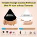 Velour Triangle Powder Puff & Kabuki Brush Set for Flawless Face Makeup | Black+White - Buy Online on GoSupps.com