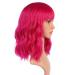 Queberty Pink Wig - Short Wavy Hot Pink Synthetic Wig for Women with Air Bangs | Natural Hair Cosplay Daily Party Use - Buy Online on GoSupps.com