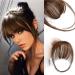 AISI QUEENS Clip in Bangs 100% Human Hair Extensions Reddish Brown Clip on Fringe Bangs with nice net Natural Flat neat Bangs with Temples for women One Piece Hairpiece (Air Bangs, Medium Brown) #Medium Brown
