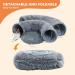 PAWZ Road Fluffy Cat Tunnel Multiple Forms Cat Tunnel Bed Washable Dia-35 Inches Cat Donut Tunnel with Cozy Cat Bed Mat and Hanging Furr Balls for Indoor Cats Cat Tube Tunnel for Winter Warm Grey Smoky Grey Long Plush-Donut Tunnel - Buy Online on GoSupps.com