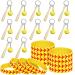 24 Pieces Softball Charms Set, Including 12 Pieces Yellow Softball Keychains with Wooden Bat and 12 Pieces Silicone Rubber Softball Bracelet for Sports Athletes Team School Souvenir Party Favors