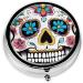 Skull Printed Mini Round Pill Box | 3 Compartment Portable Pill Organizer for Travel & Home Use - Buy Online on GoSupps.com