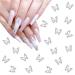 20 pieces of nail charms butterfly nail edelstones 3D nail edel stones for nail art metal nail art edelstones for women and girls DIY nail art decoration handicraft jewelry (silver)