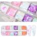 Floral Nail Art Sequins Set - 12 Grids Fluorescent 3D Glitter Flakes for Women DIY Nail Decoration - Mermaid Color Butterfly and Flowers Design - Acrylic Nail Supplies - Buy Online on GoSupps.com
