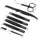 SetSail 7-Pack Precision Stainless Steel Tweezers for Women - Professional Eyebrow Kit with Case for Shaping and Hair Removal - Black - Buy Online on GoSupps.com