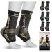 Ankle support brace copper ankle bandage 2 pieces ankle support compression lens for plantar fasciitis waved ankle achilless tendon pain relief recovery running sport black l