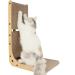 TATAPO L Shape Cat Scratcher 26.8 inch Large Size Vertical Cat Scratching Board Cat Scratchers for Indoor Cats Protecting Furniture Cat Scratch Pad Cardboard Cat Scratching with Ball Toy Wood Color