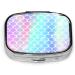 Travel Pill Cases with Mirror Small Portable Pill Case with 2 Compartment Fashion Tablet Holder Wallet Organizer Pocket Case for Purse(Colorful Mermaid Scale)