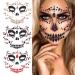Halloween Face Jewels Temporary Tattoos Skull Ghost Face Gems Rhinestone Fake Tattoos Acrylic Eyeshadow for Cosplay Party Supplies Day of the Dead Face Stickers 3 Sheet