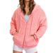 Hanxiulin plush jacket oversize warm lined fleecemantel women cardigan on both sides transition jacket women trench coat art fur warm outdoor premium coat xl pink