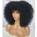 CurlCoo Short Curly Afro Wig with Bangs for Black Women - 14 Inch Synthetic Heat Resistant Full Wig in Black - Buy Online on GoSupps.com