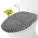 LuxUrux Toilet Lid Cover, Extra-Soft Plush Seat Washable Shaggy Microfiber Standard Toilet Lid Covers for Bathroom Machine Wash & Dry. (18 x 18'', Light Grey) 18 x 18'' Light Grey