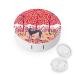 Autumn Greyhound Dog Pink Round Case For Contact Lens Kit Storage Box with Mirror Printed