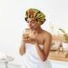 2-Piece African Silky Satin Sleep Bonnet Set for Curly Hair | Adjustable Caps for Girls & Women | Retro Patterns | Black - Buy Online on GoSupps.com