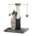 PEQULTI Cat Scratching Post, Cat Scratcher Natural Sisal Rope Covered Post with Brush and Detachable Pompom Grey