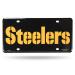 Rico Industries NFL Pittsburgh Steelers - Black Wordmark Metal License Plate Tag, 6 x 11.5-"