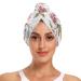Flower Cups Hair Towel 2 Pack Super Absorbent Hair Drying Towel Quick Dry Hair Turbans Head Towel with Button Twisty Wrap for Women Girls