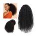 Ponytail Extension Kinky Curly Hair Extensions 8-26" Human Hair Drawstring Ponytail Extension Brazilian Real Human Hair Clip in Ponytail Hair Extension for Black Women Ponytail Hairpiece for Women ( 12inches Natural Color