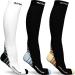 Physix Gear Sport 3 Pairs of Compression Socks for Men & Women in (Black/Grey + Nude Beige + Black/White) L-XL Size