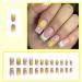 24pcs Short French False Nails - Almond Square Press on Nails - Yellow Summer | Full Cover Acrylic False Nails with Glue - French Fake Nails for Women and Girls | Nail Art - Buy Online on GoSupps.com