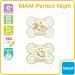 Mam Perfect Night Pacifier 0+ Months (2 Pack) | Softer Thinner Baby Pacifier with Self-Sterilizing Travel Case | Essentials for Newborns | White/Green - Buy Online on GoSupps.com