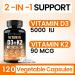 VITBOOST Vitamin D3 K2 Complex - Easy to Swallow - Vitamin D (D3) 5000 IU (125 mcg) & K2(MK-7) 90 mcg | Non-GMO | Gluten-Free | USA Made | 120 Capsules 120 Count(Pack of 1) - Buy Online on GoSupps.com