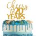 Cheers 20 To Years Cake Topper - Gold Glitter Happy 20 Birthday Cake Toppers 20 Years Wedding Anniversary Party Decorations Single-Side Gold Glitter Twenty Birthday Cake Decorations Supplies (gold)