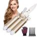 Flintronic curling iron 3 barrels of waves curlstab 22mm wave iron hair styling tool 180 -210 quick heating curler curler for long short hair -inkl 5 hairpins #1 22 mm gold