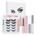 Magnetic Eyelashes and Magnetic Eyeliner Kit 5 Pairs 3D Reusable Magnetic False Lashes and 2 Tubes of Magnetic Eyeliner Easy to Wear Waterproof Long Lasting Natural Eyelashes