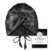 OLESILK 22 Momme Silk-Bonnet for Sleeping  22 Momme 100% Mulberry Silk Sleep Cap for Women  Silk Hair Wrap for Curly Hair  Black