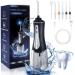 Skeufy Dental Water Flossers for Teeth Cordless Powerful with 6 Jet Tips Rechargeable Oral Irrigator IPX7 Waterproof with 5 Modes Portable 350ML Water Tank for Travel & Home Use Black