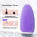 Facial Cleansing Brush by NEWDERMO Vibrating Silicone Face Scrubber - 2 Function Modes and 7 Speeds Rechargeable IPX7 Waterproof Face Brush for Deep Cleaning Pores Exfoliating and Massaging Purple - Buy Online on GoSupps.com