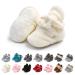 EDOTON Unisex Newborn Winter Boots Warm Stripe Bootie Non-Slip Sole Soft Stay On Ajustable Bootie Sock 6-12 Months White