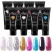 Poly Extension Gel Nail Kit 8 Colours Glitter Poly Nail Gel for Nail Strengthener & Nail Hardener 15ml Long-lasting Nail Base Builder Gel for Beginners Home DIY Salon Art Manicure Gift 8 Sparkling Colours