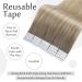 FSHINE 55cm Double-Sided Adhesive Tape Hair Extensions - Brown to Ash Blonde & Platinum Blonde - 50g Real Hair #19/8/60 - Buy Online on GoSupps.com
