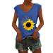 Short Sleeve T Shirts Clothing Woman T-Shirt Casual Black Clothing Top Women's Floral Pattern for Women Crop Tops Shirt Shirts Top Women's Summer Tank Top 5-blue S