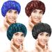4 Pack Satin Bonnets Sleep Caps,Soft Elastic Satin Bonnet,Silky Hair Bonnet,Comfortable Silk Bonnet,Satin Night Hair Caps for Women,Satin Silk Bonnet for Sleeping (Blue,Brown,Green,Black)