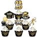 ICNYEKl 24 Pieces Of Graduation Season Cupcake Topper Mortarboard Hat Balloon Cake Decoration For Graduation Season Class Reunion Cake Decoration Supplies (Black) Black Graduation Season Paper Cup Cake Toppers