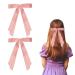 2 Pack Hair Bows for Women Pink Bow Hair Clips French Barrette with Long Silky Satin Hair Ribbons for Women Girls(Pink)