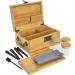 JIABOLANG Bamboo Box with Combination Lock & Accessories -3 Smell Proof Jars, 4 Tube, Rolling Tray,Brush, smell proof pouch - Accessories Family Organizer Set with Handle, Locking Stash Box