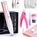 Cordless Electric Nail Drill TsMADDTs Portable Efile Nail Drill E File for Acrylic with 12 Nail Drill Bits  Nail Clipper and Brush Pink  Pink-2