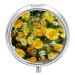 Round Pill Box Yellow Butterfly and Yellow Daisies Print 3 Compartment Medicine Pill Case Print Pill Organizer Decorative Metal Portable Pill Box Pocket Pill Box Style-5