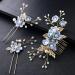NUOBESTY Wedding Hair Piece Blue Hair Accessory Set - 4PCS Decorative Pearl Comb Hairpins for Brides and Girls - Buy Online on GoSupps.com