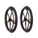 24inch Wheelchair Rear Wheels 1 Pair Solid PU Wheelchair Wheels Magnesium Alloy Wheel Hub Aluminum Alloy Hand Push Ring Suitable for Electric Wheelchair Replacement Accessory