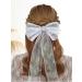 Vakkery Bridal Hair Bow Veil Organza Bow Hair Clip with Sequins Wedding Bachelorette Party Decoration Hair Accessories for Women