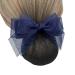 UUYYEO Hair Snood Net Barrette Mesh Clip Hairnet Bun Cover Bow Headdress Hair Accessories for Lady Women Blue