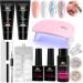 Poly Nail Gel Kit EBANKU Poly Builder Extension Gel Nude Clear French Nail Colors with Slip Solution Rhinestone Mini Nail Lamp Nail Manicure All-in-one Kit DIY Nail Art Design Beginner Kit Beauty Gift Nude+Clear