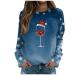 Women Xmas Pulli Top Christmas Christmas Sweater Festive tops Ugly Elch Printed Santa Claus T shirts Long arm Blous sweater sweatshirt M 4-Blue